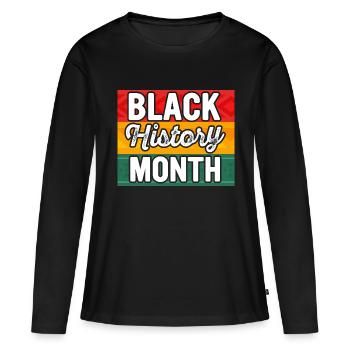 Mois de l’histoire des Noirs Histoire des Noirs - T-shirt manches longues Premium bio Femme - noir - Devant - Julia (174cm)