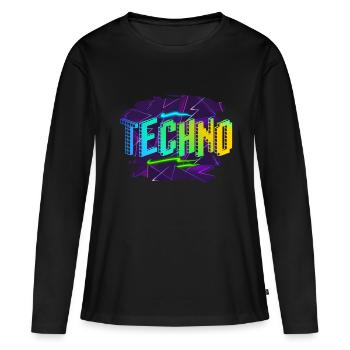 Techno - Frauen Premium Bio Langarmshirt - Schwarz - Vorne - Julia (174cm)
