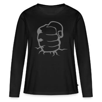 poing ferme frappe fissure 102 - T-shirt manches longues Premium bio Femme - noir - Devant - Julia (174cm)