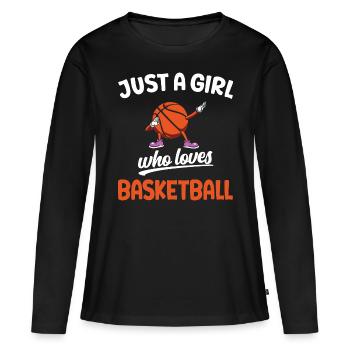 Fille Qui Aime Le Basket Joueuse Basketteuse - T-shirt manches longues Premium bio Femme - noir - Devant - Julia (174cm)