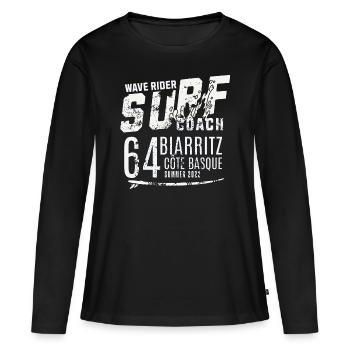 Surf coach wave rider Biarritz - T-shirt manches longues Premium bio Femme - noir - Devant - Julia (174cm)