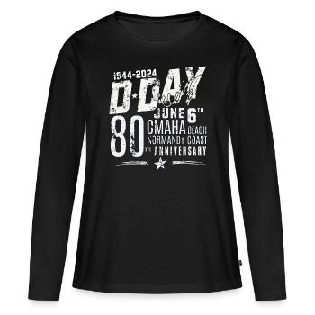 D Day Omaha Beach 80th 2024 - T-shirt manches longues Premium bio Femme - noir - Devant - Julia (174cm)