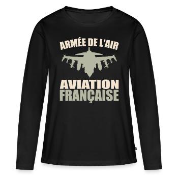 Französische Luftwaffe - Frauen Premium Bio Langarmshirt - Schwarz - Vorne - Julia (174cm)