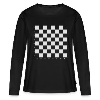 Schachbrett - Frauen Premium Bio Langarmshirt - Schwarz - Vorne - Julia (174cm)