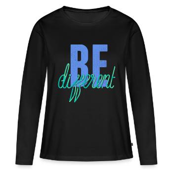 Be different- Sei anders! - Frauen Premium Bio Langarmshirt - Schwarz - Vorne - Julia (174cm)