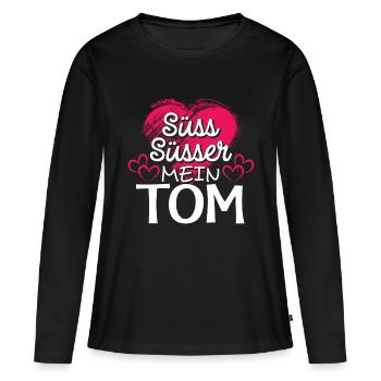 TOM - süss - Frauen Premium Bio Langarmshirt - Schwarz - Vorne - Julia (174cm)