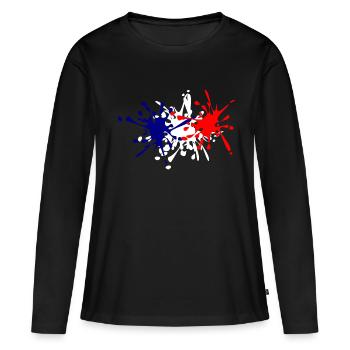 Bleu blanc rouge - T-shirt manches longues Premium bio Femme - noir - Devant - Julia (174cm)