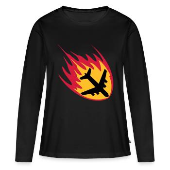 feu flammes graver accident crash accident atterri - T-shirt manches longues Premium bio Femme - noir - Devant - Julia (174cm)