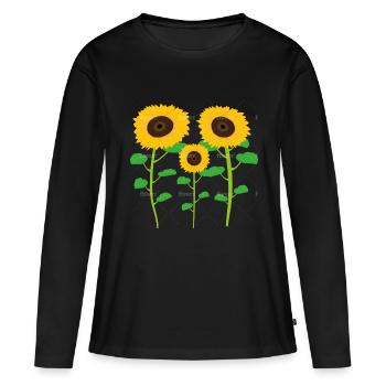 Sonnenblumen-Sammlung - Frauen Premium Bio Langarmshirt - Schwarz - Vorne - Julia (174cm)
