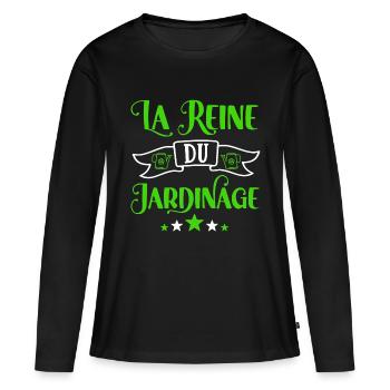 La reine du jardinage cadeau humour femme jardin - T-shirt manches longues Premium bio Femme - noir - Devant - Julia (174cm)