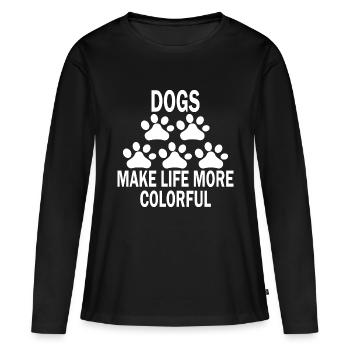 Chien chien - T-shirt manches longues Premium bio Femme - noir - Devant - Julia (174cm)