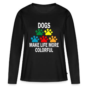 Chien chien - T-shirt manches longues Premium bio Femme - noir - Devant - Julia (174cm)