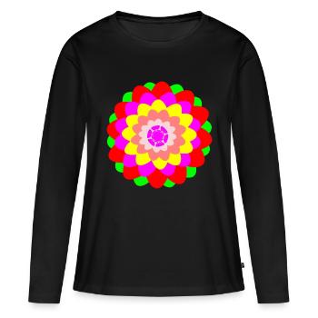Flower - Frauen Premium Bio Langarmshirt - Schwarz - Vorne - Julia (174cm)
