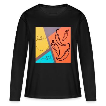 Pomme Pepperoni Chili - T-shirt manches longues Premium bio Femme - noir - Devant - Julia (174cm)