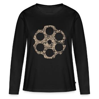 Tambour revolver - T-shirt manches longues Premium bio Femme - noir - Devant - Julia (174cm)
