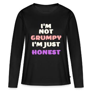 Drôle grincheux lunatique colère honnête vecteur - T-shirt manches longues Premium bio Femme - noir - Devant - Julia (174cm)