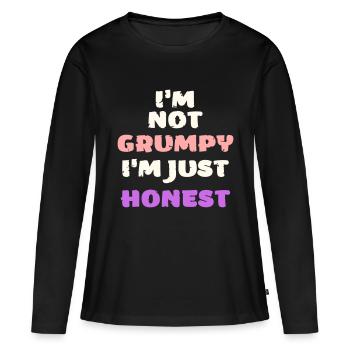 Drôle grincheux lunatique colère honnête vecteur - T-shirt manches longues Premium bio Femme - noir - Devant - Julia (174cm)