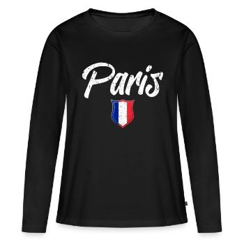 PARIS - T-shirt manches longues Premium bio Femme - noir - Devant - Julia (174cm)