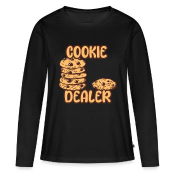 Marchand de biscuits - Biscuits au chocolat de Noël - T-shirt manches longues Premium bio Femme - noir - Devant - Julia (174cm)
