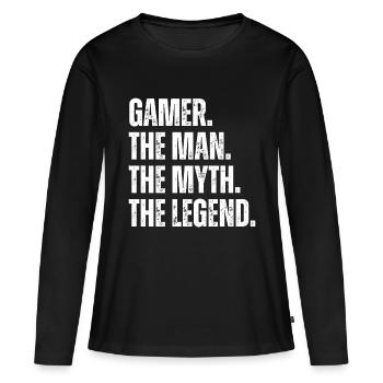 Gamer The Man The Myth The Legend Funny Gaming - Frauen Premium Bio Langarmshirt - Schwarz - Vorne - Julia (174cm)