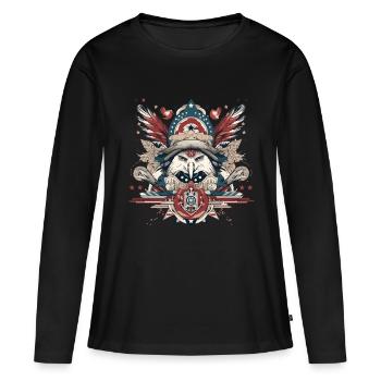 Amerikanische Folklore - Frauen Premium Bio Langarmshirt - Schwarz - Vorne - Julia (174cm)