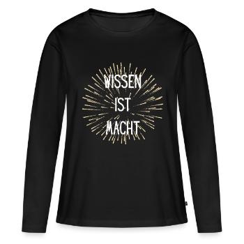 Wissen ist Macht - Frauen Premium Bio Langarmshirt - Schwarz - Vorne - Julia (174cm)