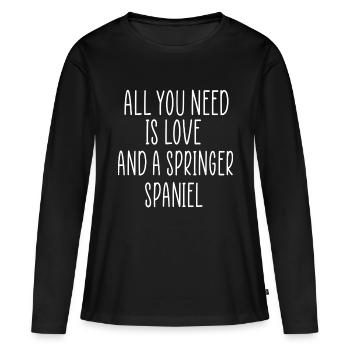 Love Springer Spaniel - T-shirt manches longues Premium bio Femme - noir - Devant - Julia (174cm)