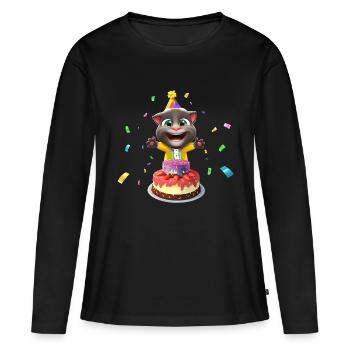 Talking Tom Birthday Cake - Women's Premium Organic Long Sleeve Shirt - black - Front - Julia (174cm)