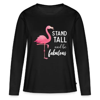 Fabuleux flamants roses - T-shirt manches longues Premium bio Femme - noir - Devant - Julia (174cm)