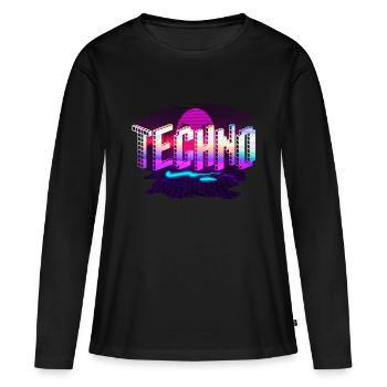 Techno - T-shirt manches longues Premium bio Femme - noir - Devant - Julia (174cm)