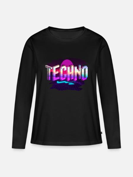 Techno - Frauen Premium Bio Langarmshirt - Schwarz