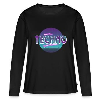 Techno - T-shirt manches longues Premium bio Femme - noir - Devant - Julia (174cm)