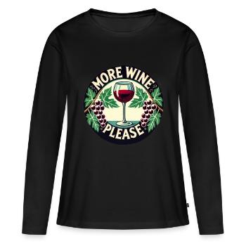 Plus de vin s’il vous plaît - T-shirt manches longues Premium bio Femme - noir - Devant - Julia (174cm)