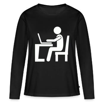 Bureau de travail - T-shirt manches longues Premium bio Femme - noir - Devant - Julia (174cm)