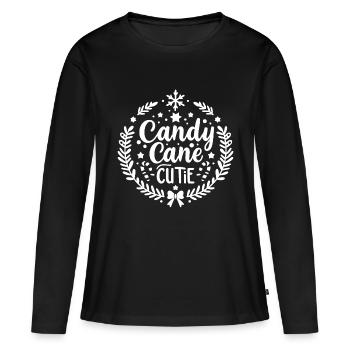 Zuckerstange Süße - Frauen Premium Bio Langarmshirt - Schwarz - Vorne - Julia (174cm)