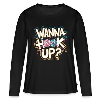 Fil et humour combinés - T-shirt manches longues Premium bio Femme - noir - Devant - Julia (174cm)
