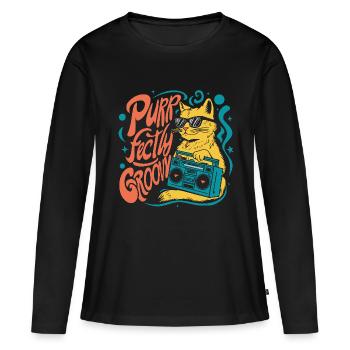 Parfaitement groovy - T-shirt manches longues Premium bio Femme - noir - Devant - Julia (174cm)