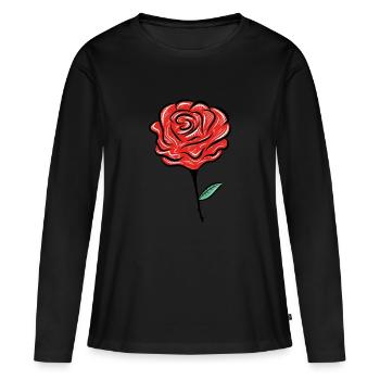 fleur rose - T-shirt manches longues Premium bio Femme - noir - Devant - Julia (174cm)