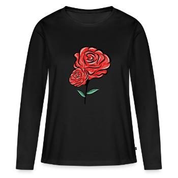 rose blume - Frauen Premium Bio Langarmshirt - Schwarz - Vorne - Julia (174cm)
