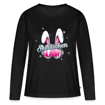 Skihase Skihäschen Ski sexy Frau Geschenk Hase Fun - Frauen Premium Bio Langarmshirt - Schwarz - Vorne - Julia (174cm)