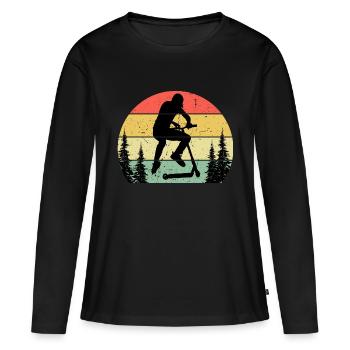 Retro Soleil Cascadeur Cascadeur scooter - T-shirt manches longues Premium bio Femme - noir - Devant - Julia (174cm)