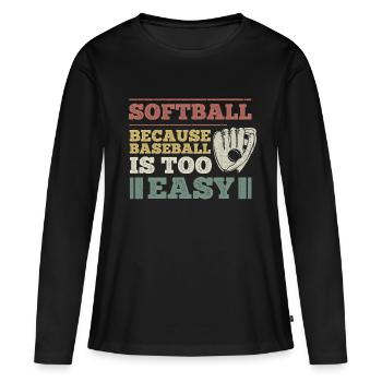Softball sort pour un joueur de softball - T-shirt manches longues Premium bio Femme - noir - Devant - Julia (174cm)