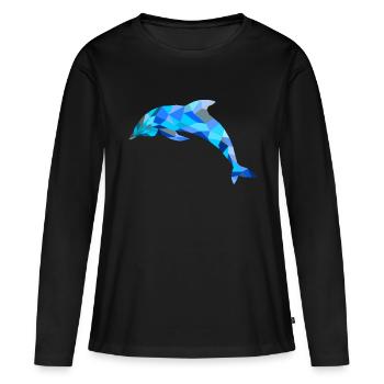 Dauphin bleu - T-shirt manches longues Premium bio Femme - noir - Devant - Julia (174cm)