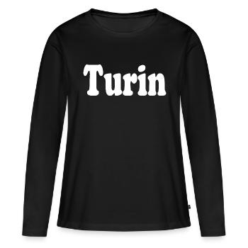 Turin - T-shirt manches longues Premium bio Femme - noir - Devant - Julia (174cm)