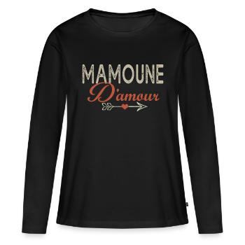MAMOUNE D'AMOUR j'aime maman cadeau maman mamie - T-shirt manches longues Premium bio Femme - noir - Devant - Julia (174cm)