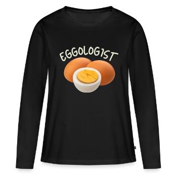Oeuf, oeufs, drôle de dicton - T-shirt manches longues Premium bio Femme - noir - Devant - Julia (174cm)