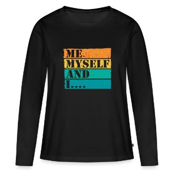 Moi moi-même et moi Retro Quote Statement - T-shirt manches longues Premium bio Femme - noir - Devant - Julia (174cm)
