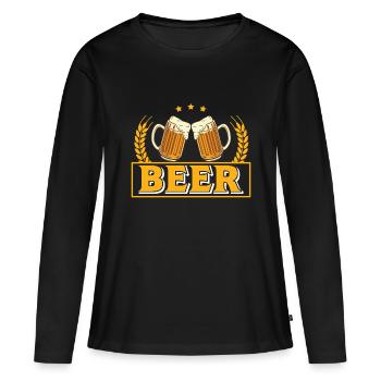 Bière Bière Amateurs de bière Buveurs de bière - T-shirt manches longues Premium bio Femme - noir - Devant - Julia (174cm)