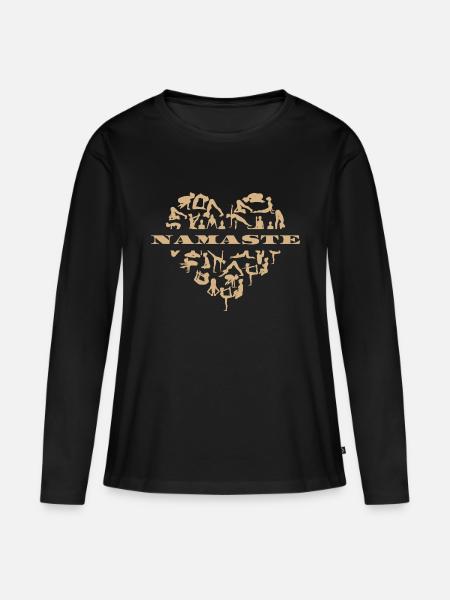 Namaste Yoga Meditation Yogapositionen Herz - Frauen Premium Bio Langarmshirt - Schwarz