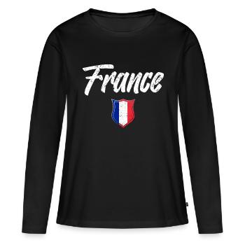 FRANKREICH - Frauen Premium Bio Langarmshirt - Schwarz - Vorne - Julia (174cm)